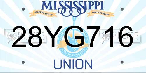 28YG716 Mississippi License Plate