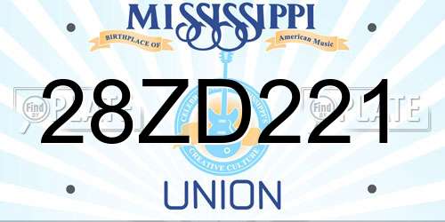 28ZD221 Mississippi License Plate