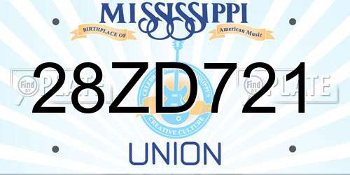 28ZD721 Mississippi License Plate
