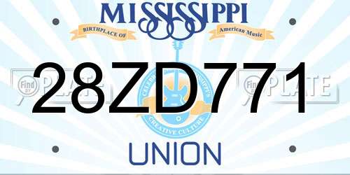 28ZD771 Mississippi License Plate