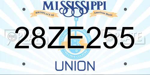28ZE255 Mississippi License Plate