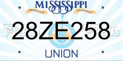 28ZE258 Mississippi License Plate