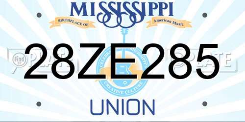28ZE285 Mississippi License Plate