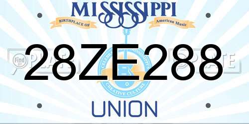 28ZE288 Mississippi License Plate