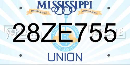 28ZE755 Mississippi License Plate