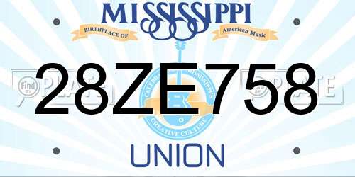 28ZE758 Mississippi License Plate