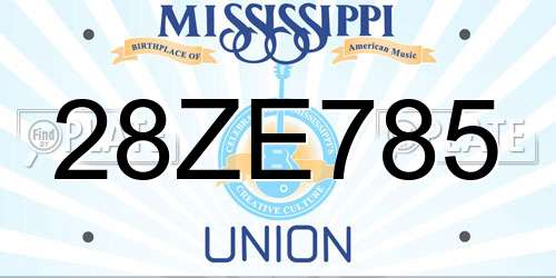 28ZE785 Mississippi License Plate