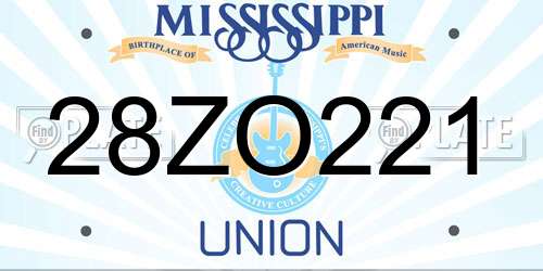 28ZO221 Mississippi License Plate