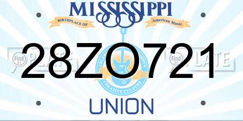 28ZO721 Mississippi License Plate