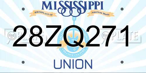 28ZQ271 Mississippi License Plate