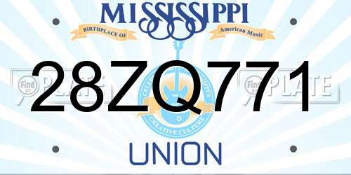 28ZQ771 Mississippi License Plate