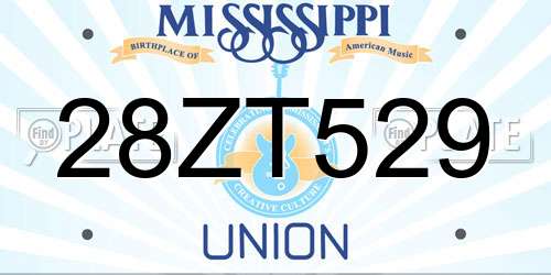 28ZT529 Mississippi License Plate