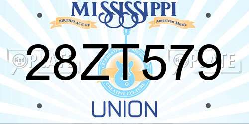 28ZT579 Mississippi License Plate