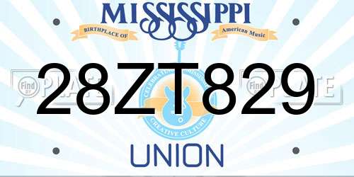 28ZT829 Mississippi License Plate