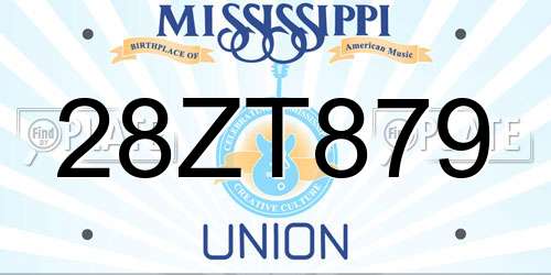 28ZT879 Mississippi License Plate