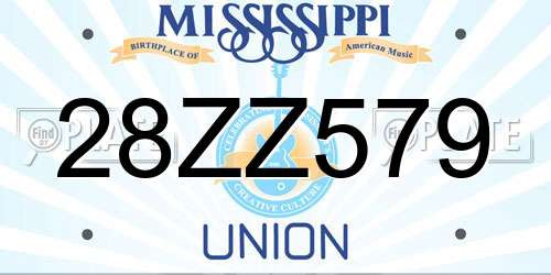 28ZZ579 Mississippi License Plate