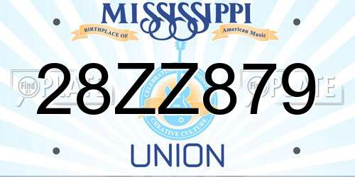 28ZZ879 Mississippi License Plate