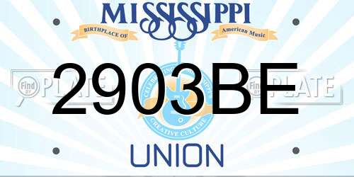 2903BE Mississippi License Plate