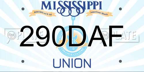 290DAF Mississippi License Plate