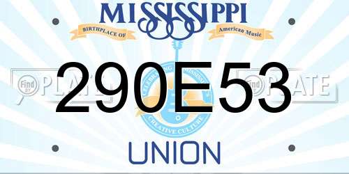 290E53 Mississippi License Plate