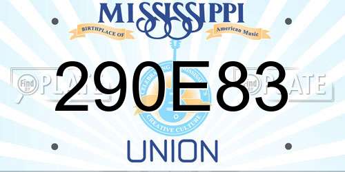 290E83 Mississippi License Plate