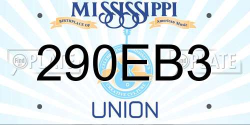 290EB3 Mississippi License Plate