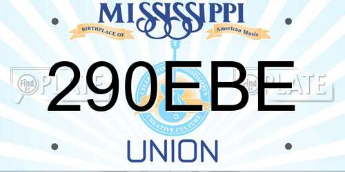 290EBE Mississippi License Plate