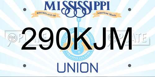 290KJM Mississippi License Plate