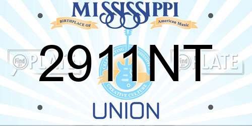 2911NT Mississippi License Plate