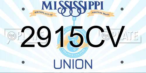 2915CV Mississippi License Plate