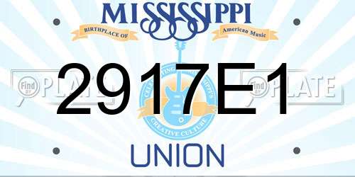 2917E1 Mississippi License Plate