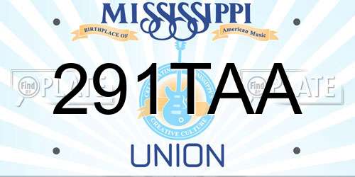 291TAA Mississippi License Plate