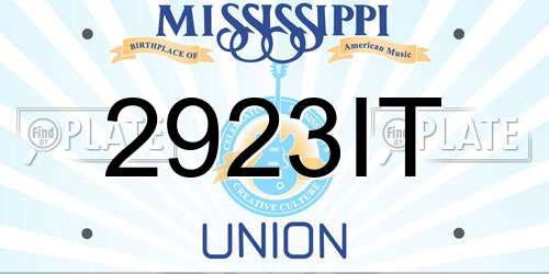 2923IT Mississippi License Plate