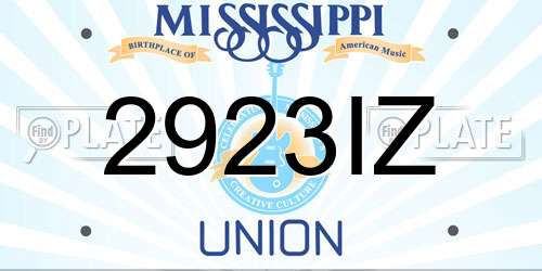 2923IZ Mississippi License Plate