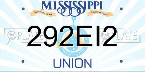 292EI2 Mississippi License Plate