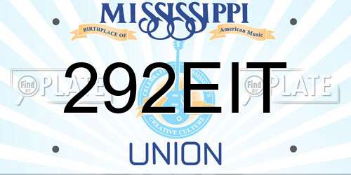 292EIT Mississippi License Plate