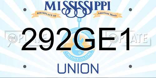 292GE1 Mississippi License Plate