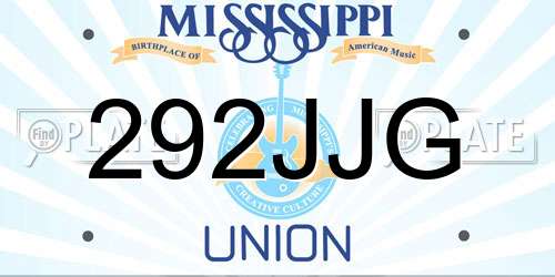 292JJG Mississippi License Plate