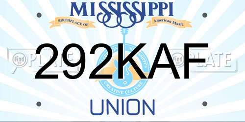 292KAF Mississippi License Plate