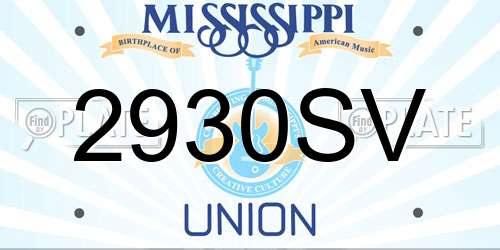 2930SV Mississippi License Plate