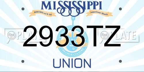 2933TZ Mississippi License Plate