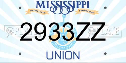 2933ZZ Mississippi License Plate
