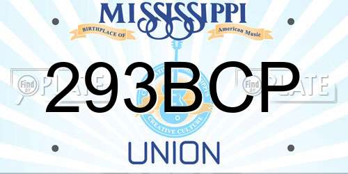 293BCP Mississippi License Plate