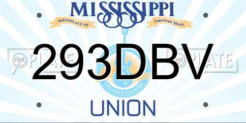 293DBV Mississippi License Plate