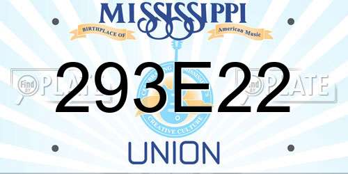 293E22 Mississippi License Plate