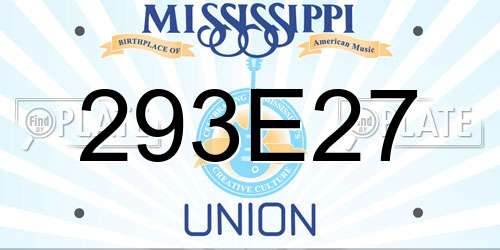 293E27 Mississippi License Plate