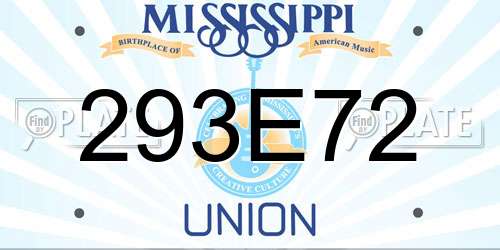 293E72 Mississippi License Plate