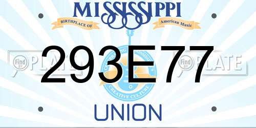 293E77 Mississippi License Plate