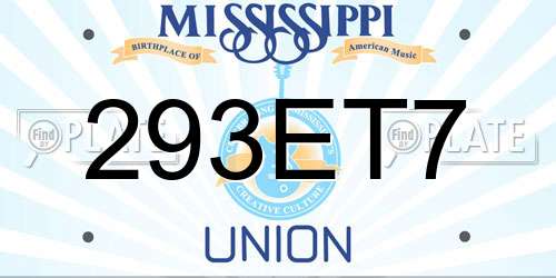 293ET7 Mississippi License Plate