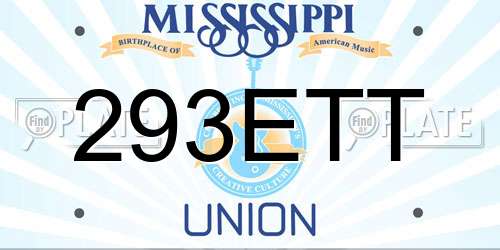 293ETT Mississippi License Plate